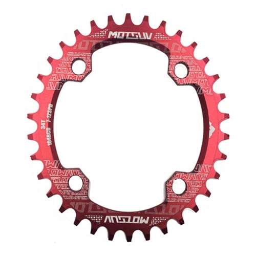 MOTSUV Narrow Wide Chainring MTB Bicycle 104BCD Tooth Plate Parts(Red)