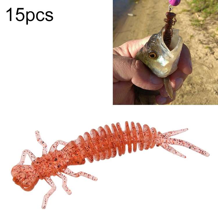 15 PCS 8-color Larvae Silicone Soft Bait Lure Bait, Size:55MM(Pink)