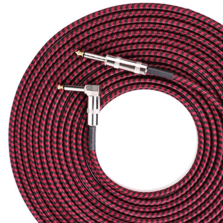 Guitar Connection Wire Folk Bass Performance Noise Reduction Elbow Audio Guitar ... 10m(Red Black)