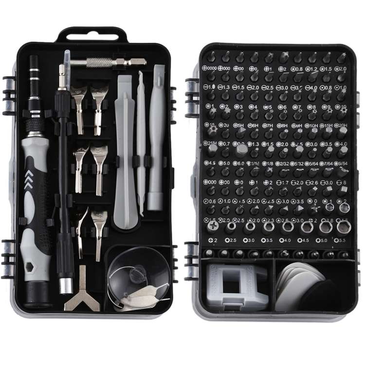 135 in 1 DIY Mobile Phone Disassembly Tool Clock Repair Multi-function Tool Screw ... (Black Gray)