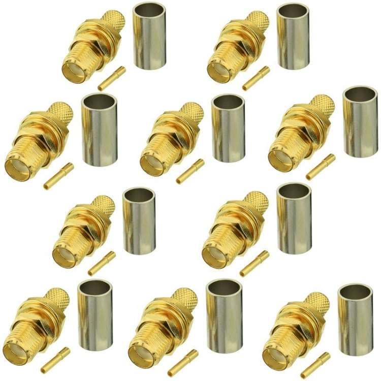 10pcs SMA Female Plug Connector Crimp For RG58 / LMR195 / RG142 / RG400