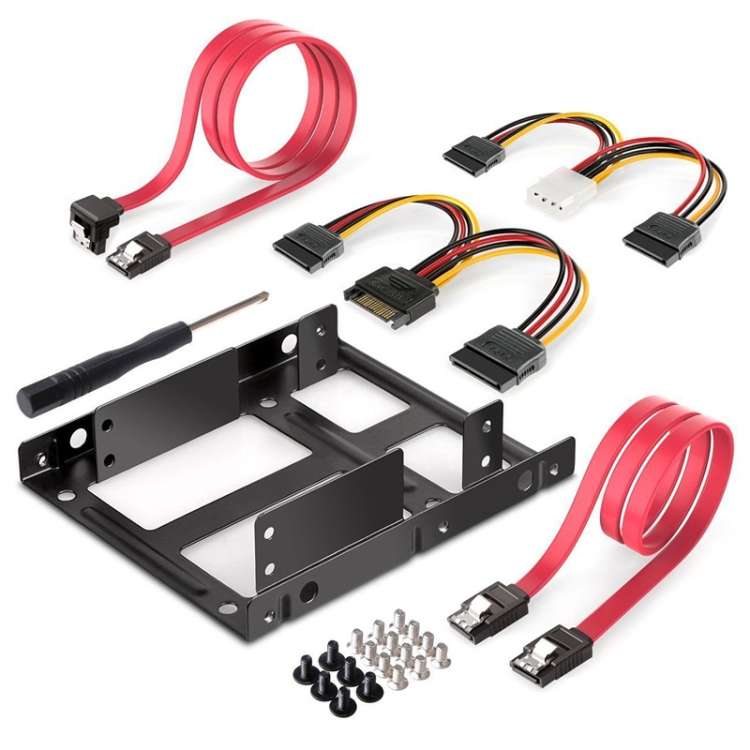 2.5 Inch to 3.5 Inch External HDD SSD Metal Mounting Kit Adapter Bracket With SATA Data Power Cabl