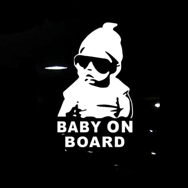 20pcs 14*9CM BABY ON BOARD Cool Rear Reflective Sunglasses Child Car Stickers Warning ... (Silver)