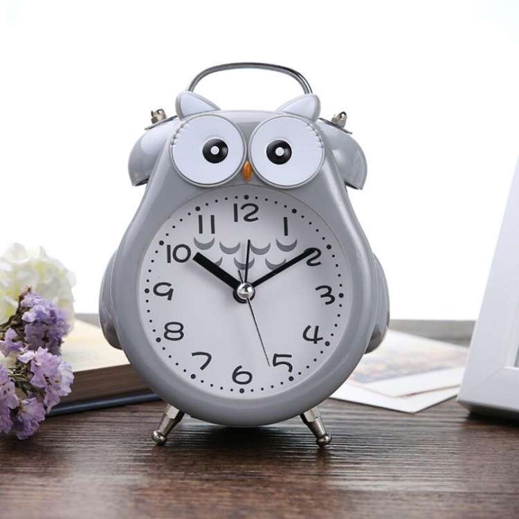2 PCS Children Creative Cartoon Owl Super Ring Metal Bell Student Alarm Clock(Gray)