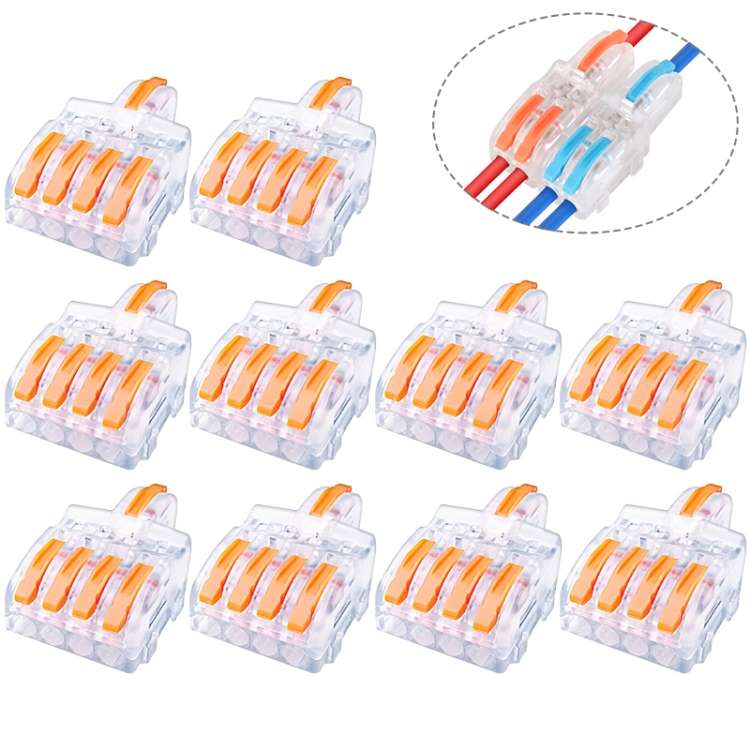 10 PCS Multi-Function Branch Wire Butt Copper Wire Quick Con ... F14 Orange Handle One in Four Out
