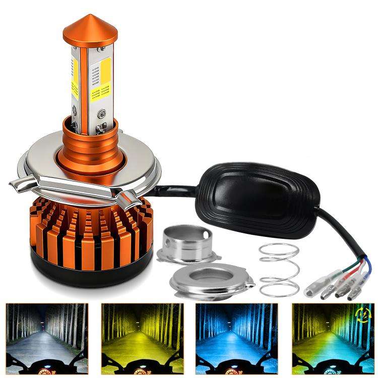 4-Pin Aluminum Alloy Heat Dissipating Motorcycle Three-Sided Headlight, Color: Three Colors