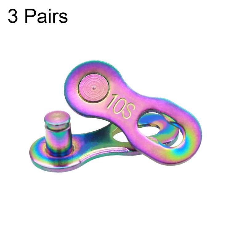 3 Pairs 10 Speed (Colorful) ZH405 Mountain Road Bicycle Chain Magic Buckle Chain Quick Release Buc
