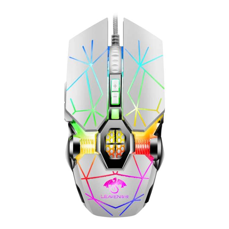 LEAVEN 7 Keys 4000DPI USB Wired Computer Office Luminous RGB Mechanical Gaming Mouse, Cabel Length