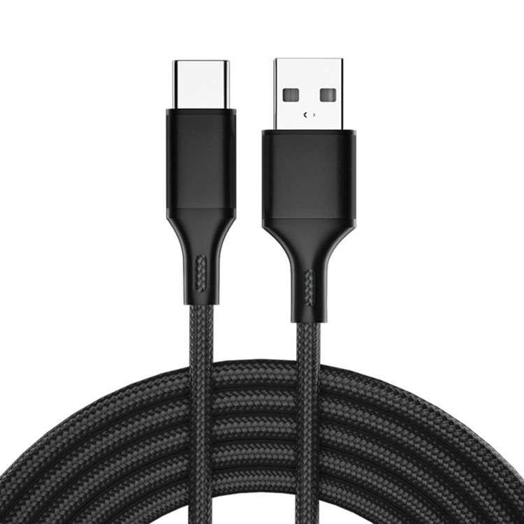 4 PCS 2.4A USB-C / Type-C to USB Braided Fast Charging Sync Data Cable, Length: 1m (Black)