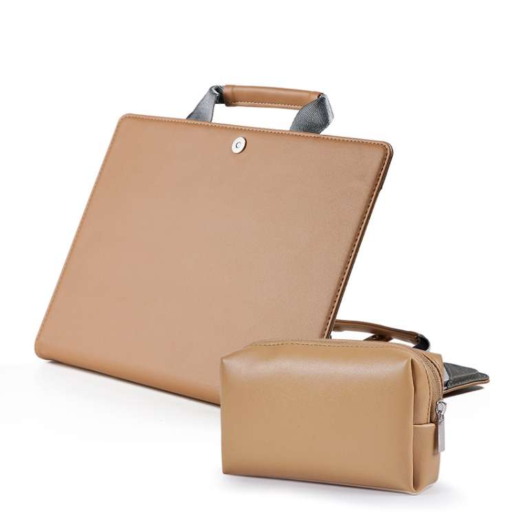 Book Style Laptop Protective Case Handbag For Macbook 15 inch(Camel + Power Bag)