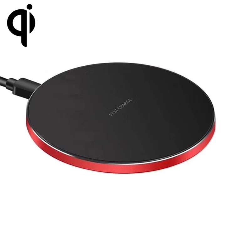 15W Metal Round Wireless Charger Smart Fast Charge( Red + Black Surface)