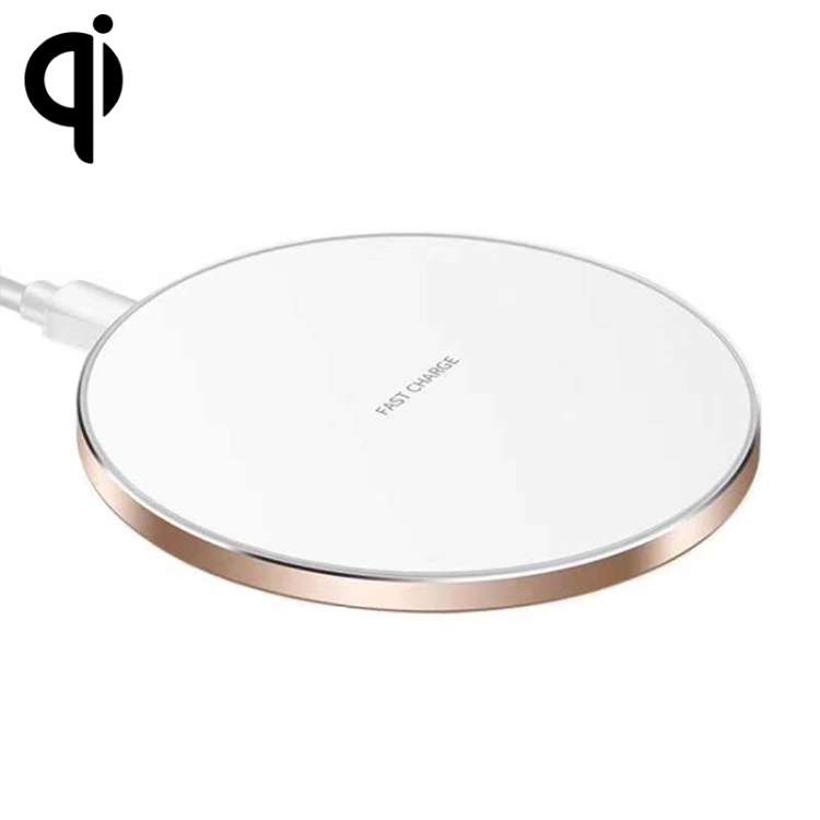 15W Metal Round Wireless Charger Smart Fast Charge(Gold + White Surface)