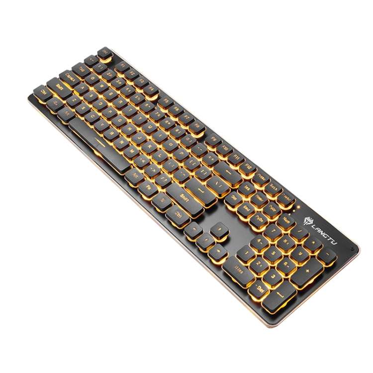 LANGTU L1 104 Keys USB Home Office Film Luminous Wired Keyboard, Cable Le ... (Orange Light Black)
