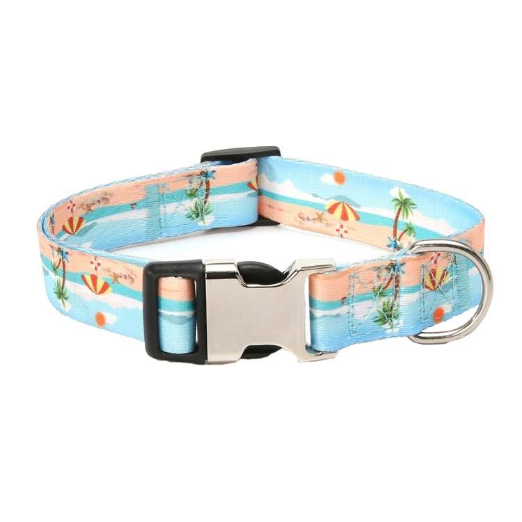 Pet Ethnic Style Polyester Cotton Print Pattern Collar, Size: S: 1.5x27-43cm(Summer Beach)