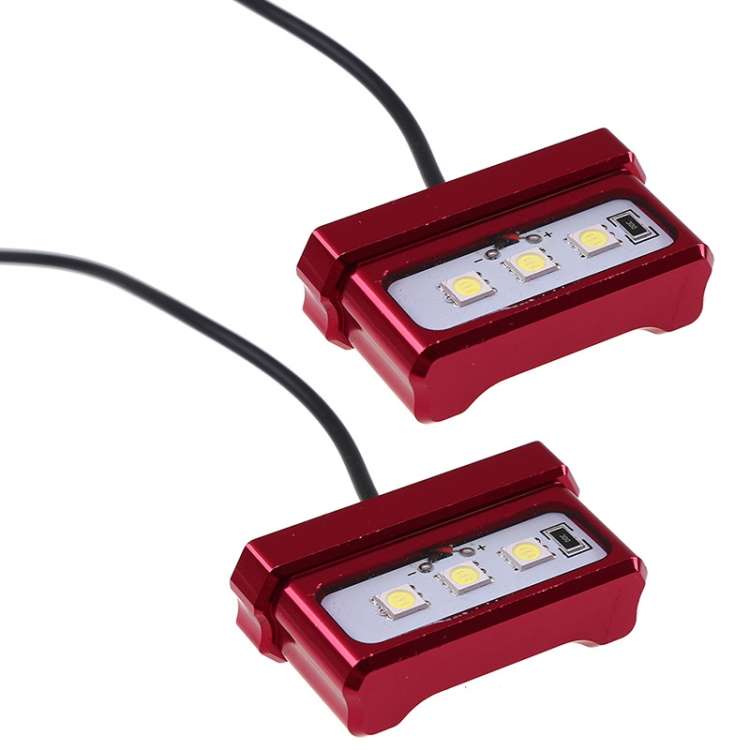 MK-114 2pcs Plane Frame CNC Aluminum Alloy LED Taillights Motorcycle License Plate Light(Red)