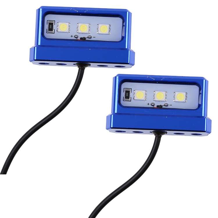 MK-114 2pcs Plane Frame CNC Aluminum Alloy LED Taillights Motorcycle License Plate Light(Blue)