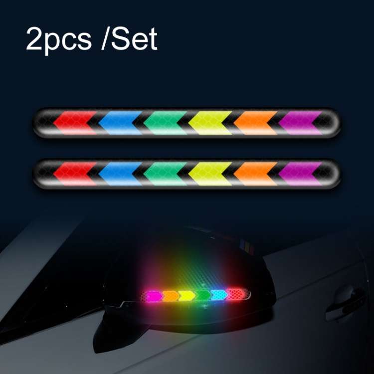 2pcs /Set Car Door Anti-Collision Scrape And Rearview Mirror Colorful Safety Warning Reflective St