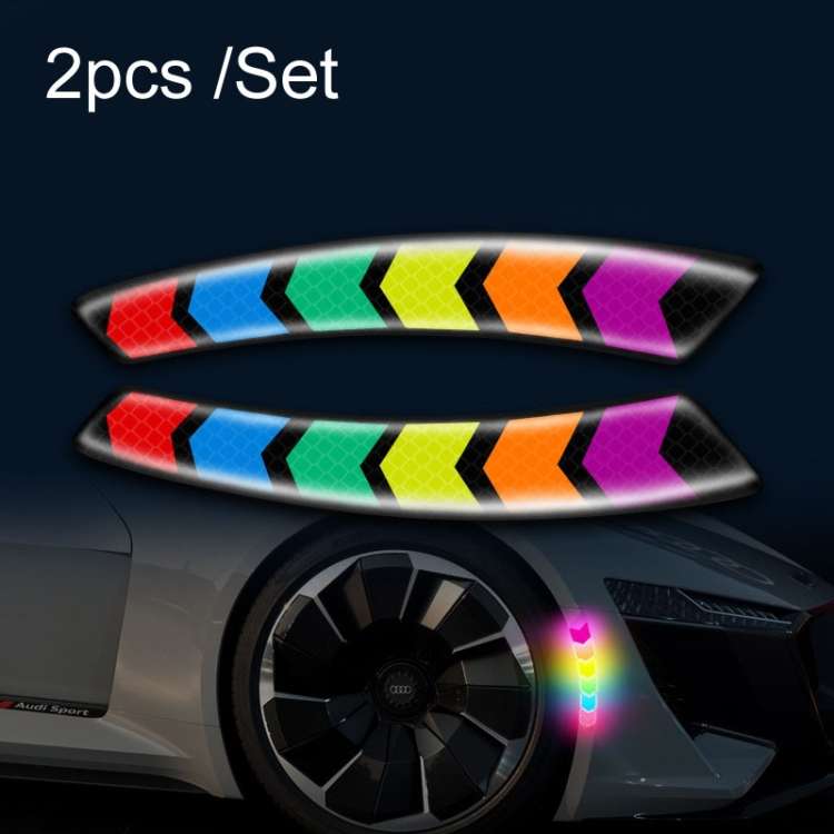 2pcs /Set Car Door Anti-Collision Scrape And Rearview Mirror Colorful Safety Warning Reflective St