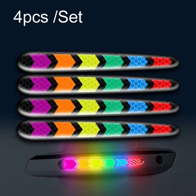 4pcs /Set Car Door Anti-Collision Scrape And Rearview Mirror Colorful Safety Warning Reflective St