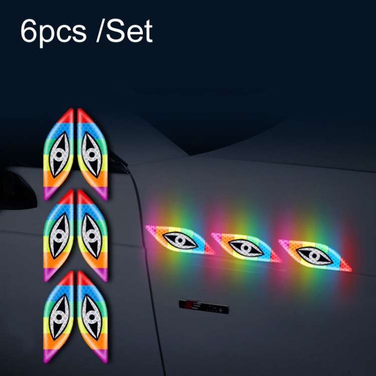 6pcs /Set Car Door Anti-Collision Scrape And Rearview Mirror Colorful Safety Warning Reflective St