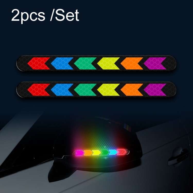 2pcs /Set Car Door Anti-Collision Scrape And Rearview Mirror Colorful Safety Warning Reflective St