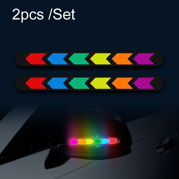 2pcs /Set Car Door Anti-Collision Scrape And Rearview Mirror Colorful Safety Warning Reflective St