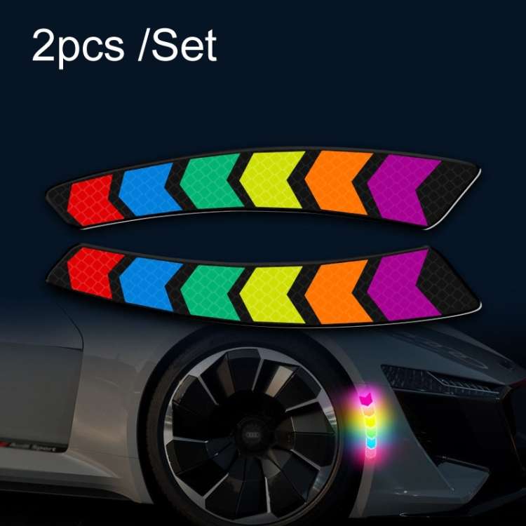 2pcs /Set Car Door Anti-Collision Scrape And Rearview Mirror Colorful Safety Warning Reflective St