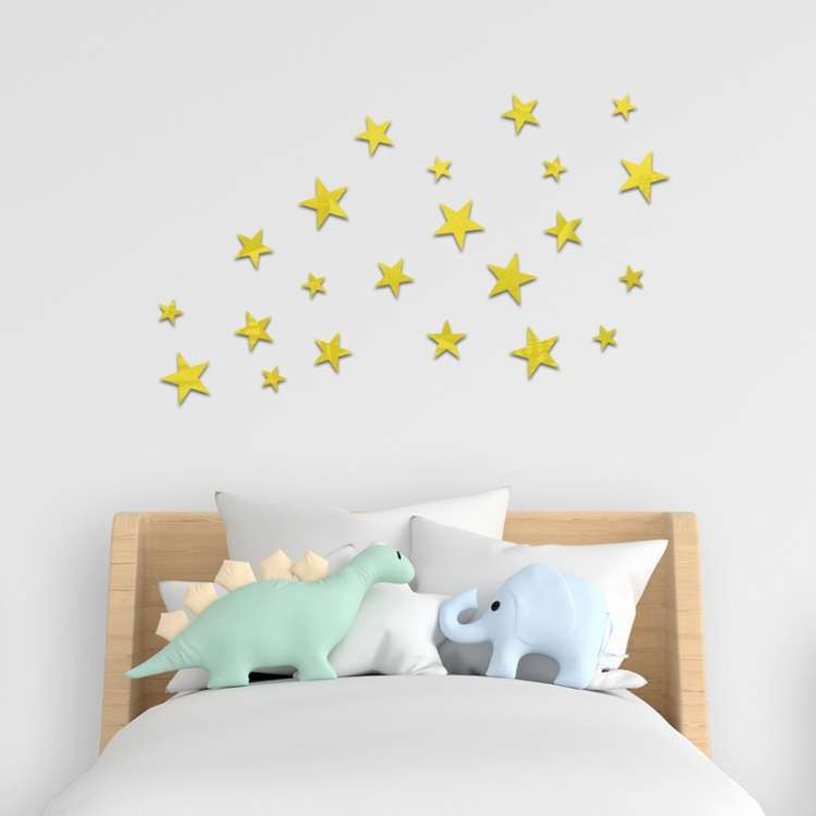 20pcs /Set Acrylic Stars Mirror Stereo Wall Stickers Home Decoration Soft Mirror(Gold)
