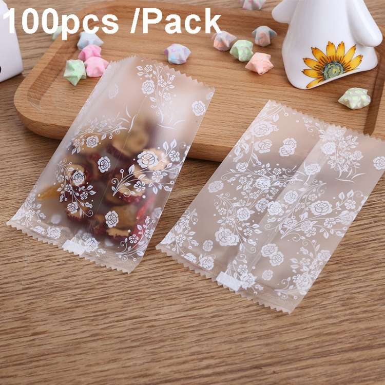 100pcs /Pack 5.5x8.5cm Translucent Frosted Flower Tea Packaging Bags Biscuit Machine Sealed Plasti