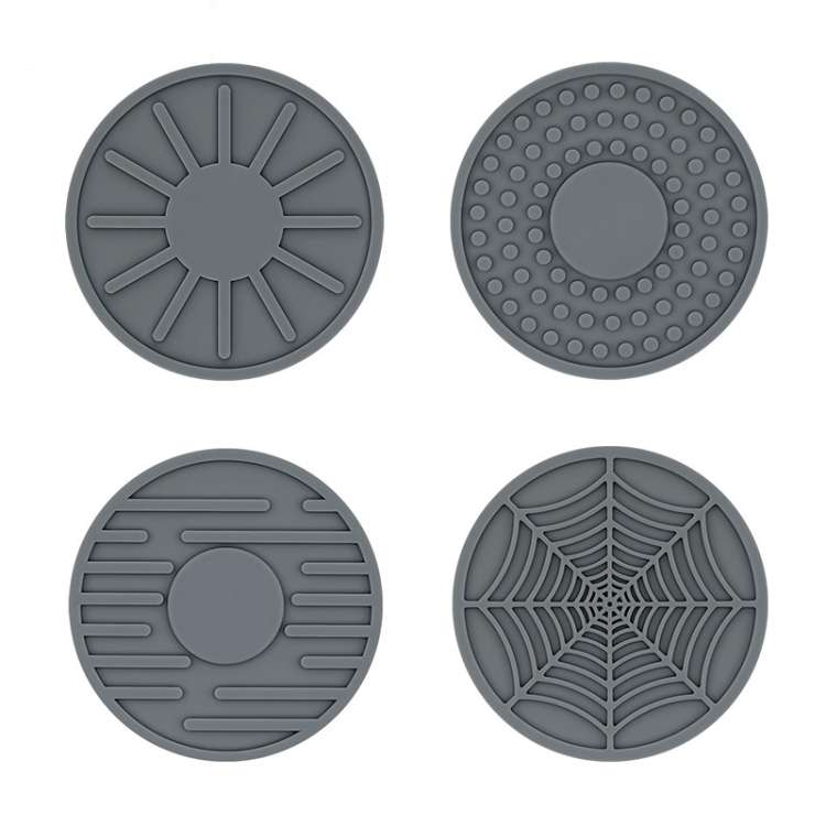 4pcs/set 6.8x0.3cm Car Anti-slip Silicone Water Coaster Storage Interior, Color: Gray