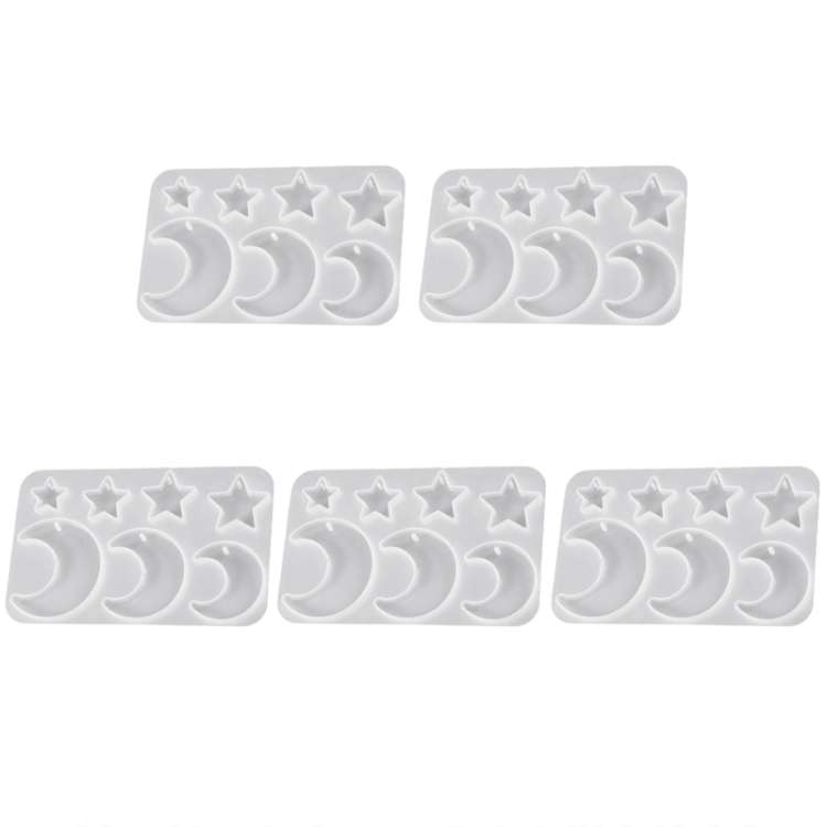 5pcs DIY Crystal Epoxy Earrings Silicone Mold Pendant Jewelry Mold, Spec: Star Moon