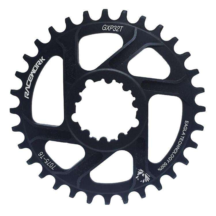 RACEWORK 7075-T6 For SRAM Mountain Bike Single Plate Round Bicycle Sprocket, Spec: 6mm 32T