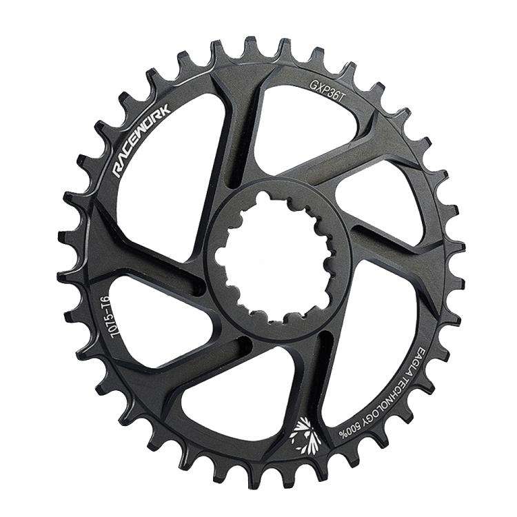 RACEWORK 7075-T6 For SRAM Mountain Bike Single Plate Round Bicycle Sprocket, Spec: 6mm 36T