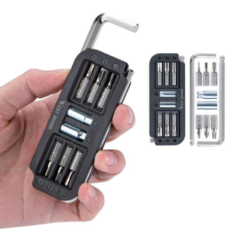 WEST BIKING 10-in-1 Bicycle Repair Tool Kit Bike Multi-Tool with Hex Keys, Adapter Soc ... (Black)