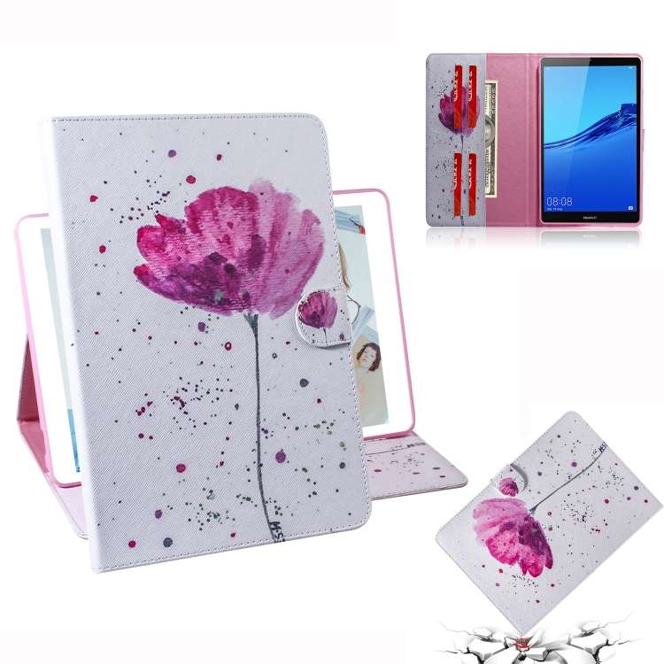 Purple Orchids Pattern Horizontal Flip Leather Case for Huawei MediaPad M5 Lite 8 / Honor Tab 5, w