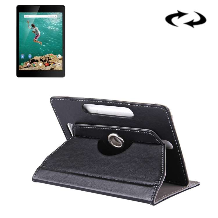 9 inch Tablets Leather Case Crazy Horse Texture 360 Degrees Rotation Protective Case S ... (Black)