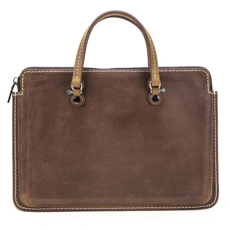 CF3004 For Macbook Pro 15 inch Retro Crazy Horse Texture Zipper Multifunctional Laptop ... (Brown)