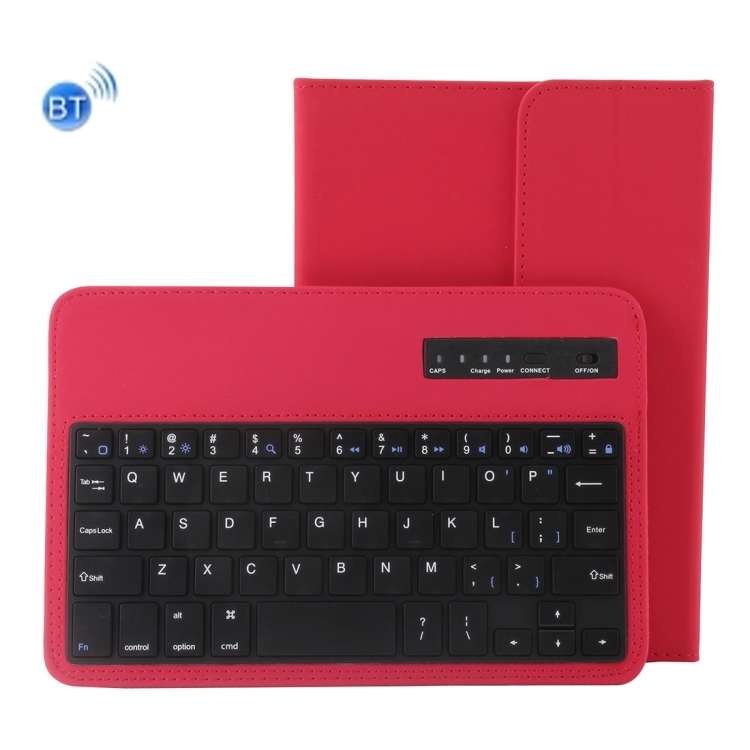 Universal Bluetooth V3.0 Keyboard Detachable PU Leather Tablet Case for 7-8 inch Tablet PC(Red)