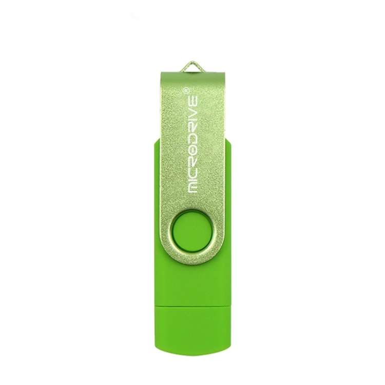 MicroDrive 32GB USB 2.0 Mobile Computer Dual-use Rotating OTG Metal U Disk (Green)