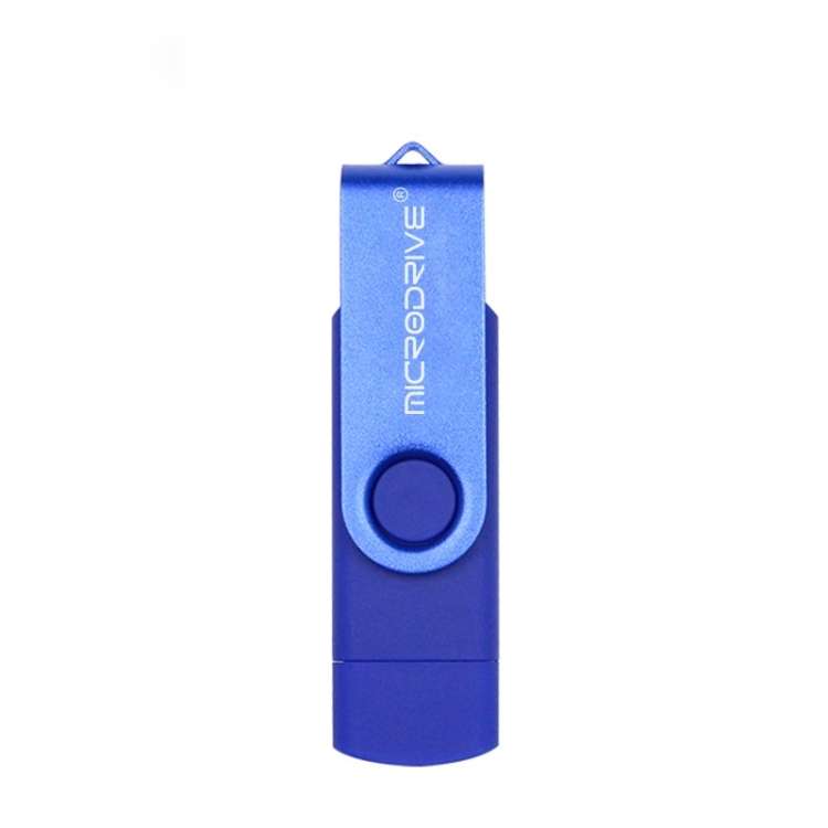 MicroDrive 32GB USB 2.0 Mobile Computer Dual-use Rotating OTG Metal U Disk (Blue)