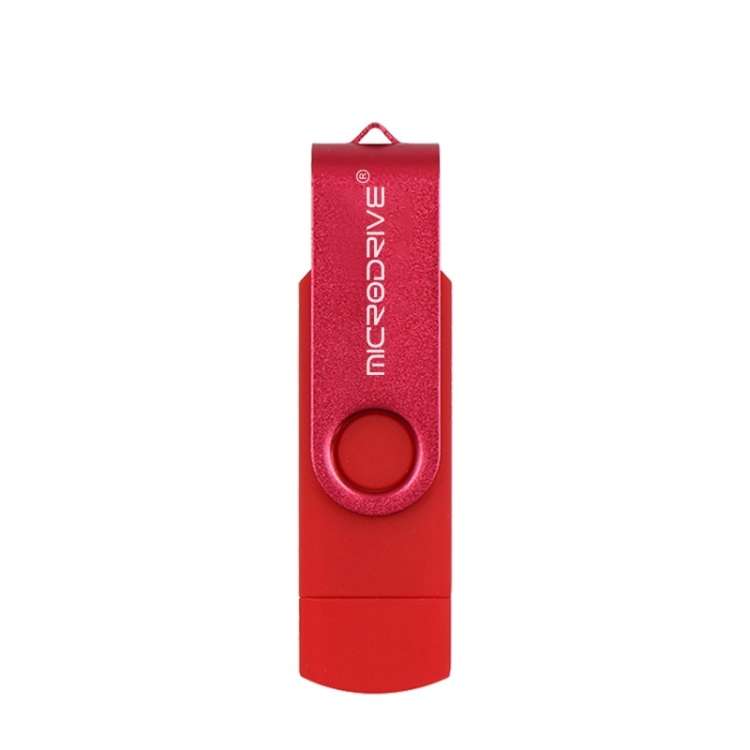 MicroDrive 32GB USB 2.0 Mobile Computer Dual-use Rotating OTG Metal U Disk (Red)