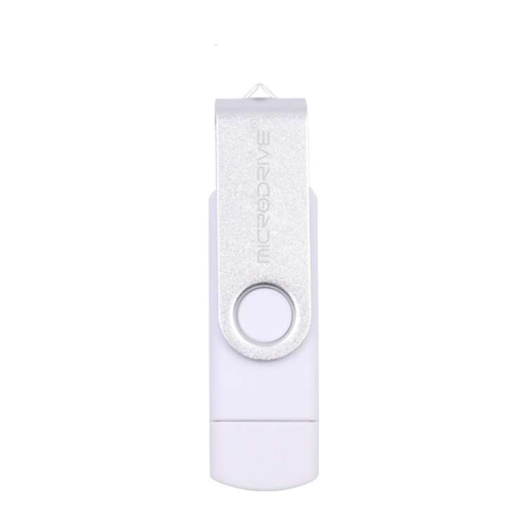 MicroDrive 32GB USB 2.0 Mobile Computer Dual-use Rotating OTG Metal U Disk (White)