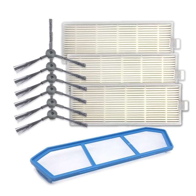 XI222 3 Pairs K614 Side Brushes + I205 Initial Effect Filter + 3 PCS I207 Filter Set for ILIFE A4
