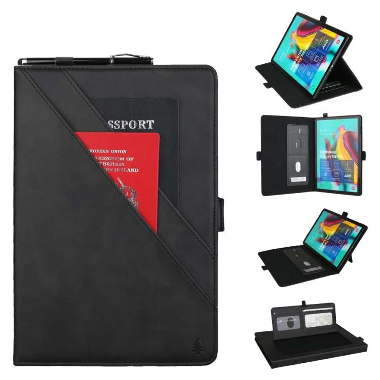 Horizontal Flip Double Bracket Leather Case for Galaxy Tab S 5E 10.5 / T720 / T725, wi ... (Black)