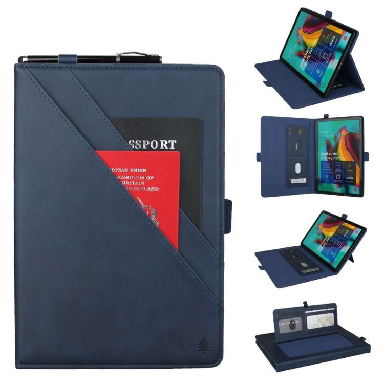 Horizontal Flip Double Bracket Leather Case for Galaxy Tab S 5E 10.5 / T720 / T725, wit ... (Blue)