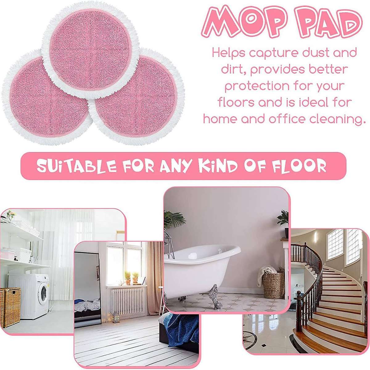 6 Pcs Replacement Cleaning Pads Spin Electric Mop Pads