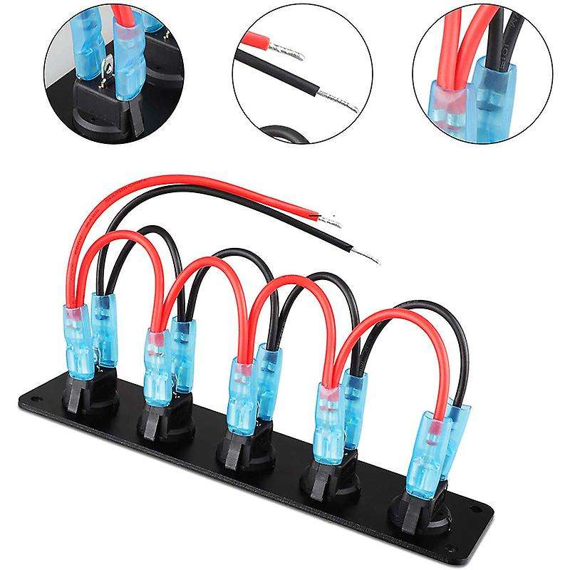 Rocker Switch Panel with 5 On-off Pre-wired Toggle Switches