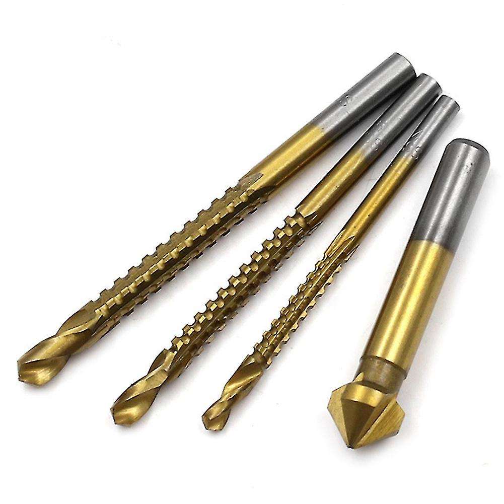 7pcs Reaming Drill Bit Set Triangular Handle Titanium-plated Drill