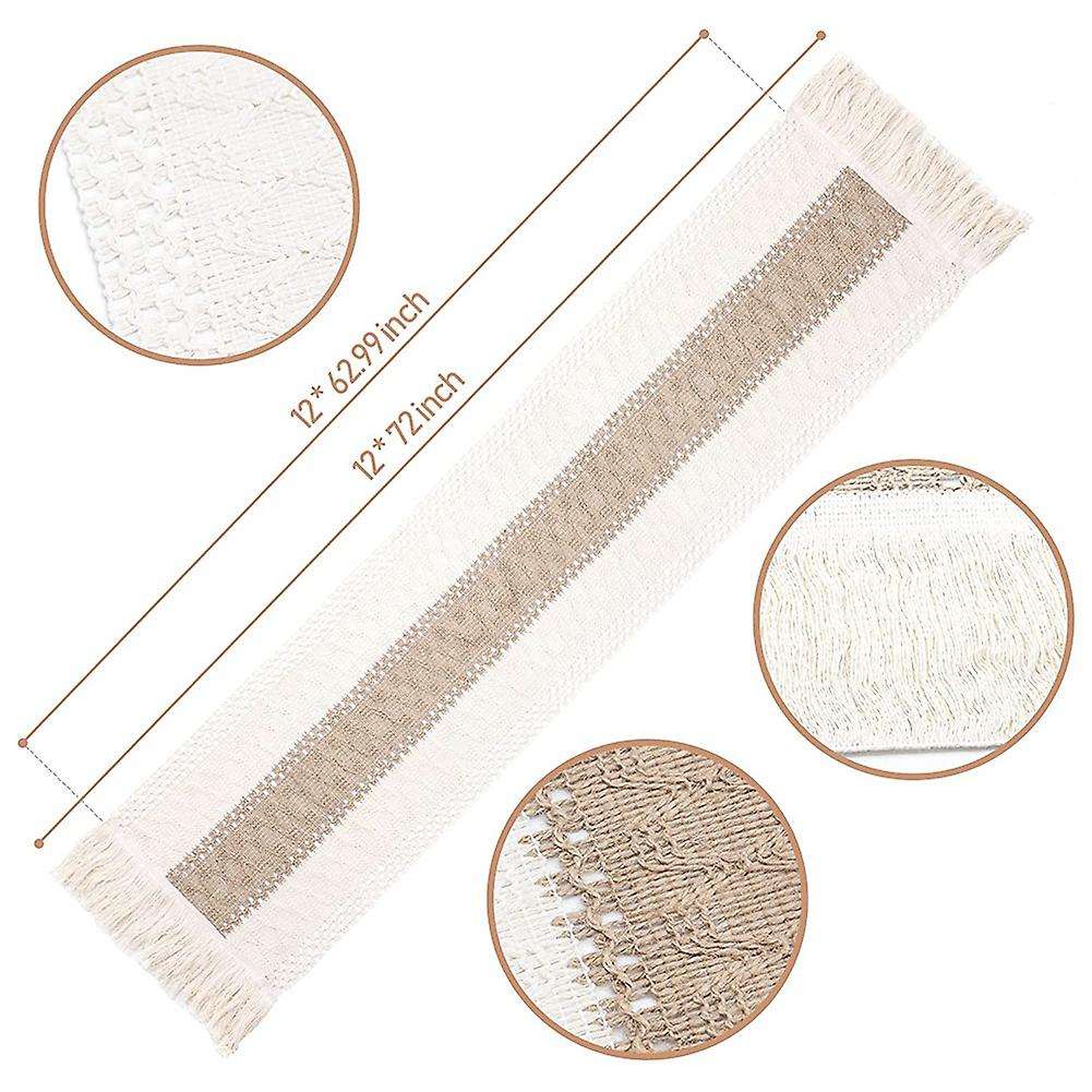 Farmhouse Boho Table Runner, for Dining Table Decoration 180cm