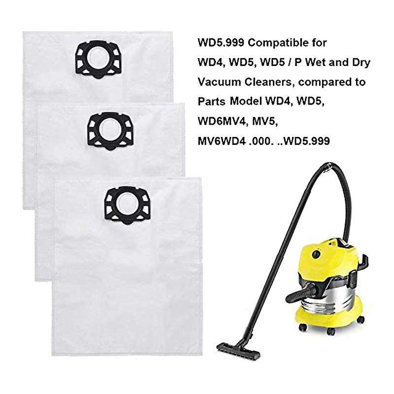 12 Vacuum Cleaner Bags + 1 Flat Pleated Filter for Karcher Wd4, Wd5